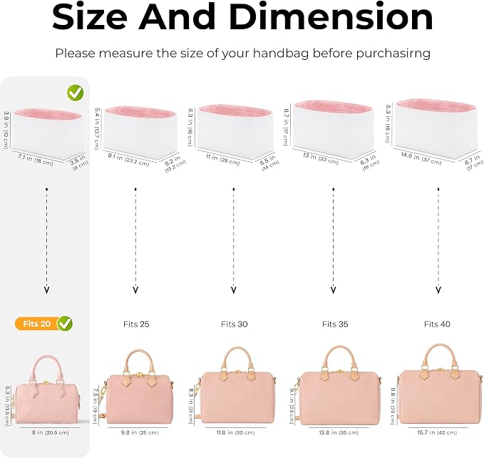 Purse Organizer Insert for LV Speedy 20 Handbag,Custom Fit Inside Premium Rose Sakura Lightweight WaterResistant Tote Bag Insert - Image 2