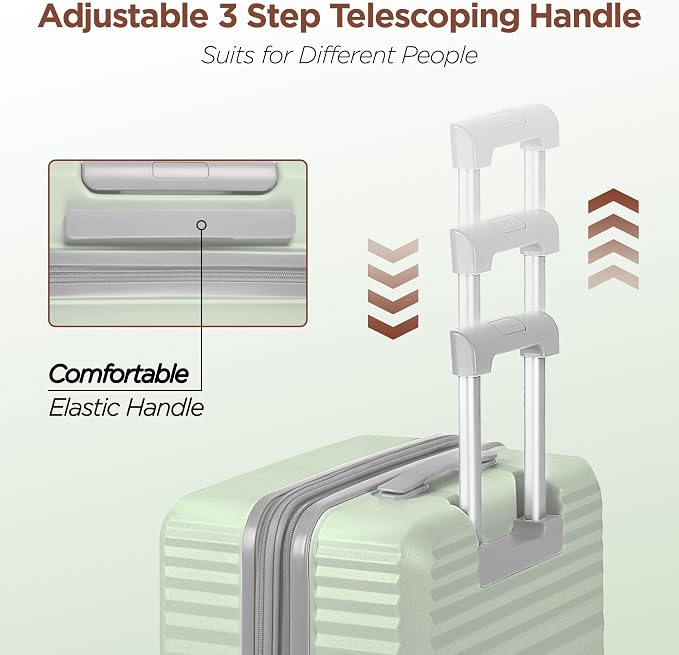 SHOWKOO Luggage Sets 3 Piece Hardside Expandable Suitcase with Double Spinner Wheels Tsa Lock Cyan (20in/24in/28in) - Image 6