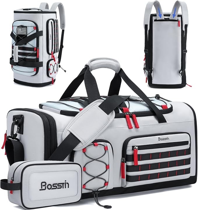 Bosstin Gym Bag for Men & Women, 45L Travel Duffle Sports Duffel Bag Gym Weekender Overnight Backpack with Shoe Compartment (Grey) by BOSSTIN
