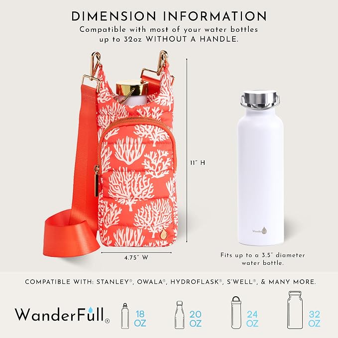 WanderFull® Original HydroBag®, Fits Up to 32 oz Water Bottle Holder with Strap, Gift for Women, Hands-Free Crossbody, Water Bottle Carrier Bag with Phone Pocket - Image 3