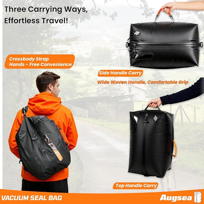 34L Vacuum Seal Bags for Clothing Travel - IP67waterproof & Reusable, Travel Vacuum Bags with Electric Pump,Compression Storage Bags for Camping/Luggage/Backpack Packing (2PC) - Image 6