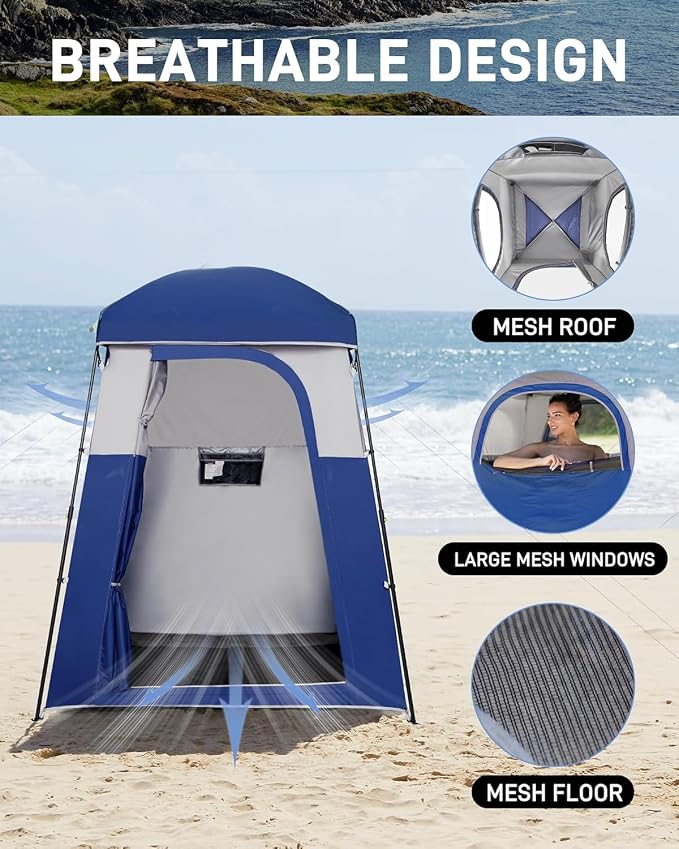 KingCamp Shower Tent, Portable Privacy Tent Outdoor Camping 1/2 Room Toilet Tents with Shower Bag & Dressing Room for Beach, Camping & Hiking - Image 4