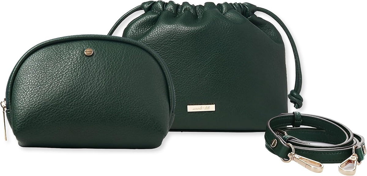 Mali+Lili Lola Beauty Bag Duo, Makeup Bag Travel Cosmetic Bag Set of 2, Vegan Leather Purse Crossbody Bags for Women and Girls, Cute Makeup Pouch, Travel Pouch, Crossbody Purses for Women | Duo by MaliLili
