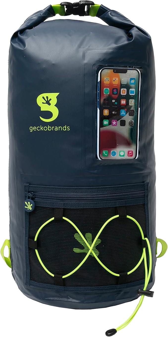 geckobrands Hydroner 20L Waterproof Dry Bag Backpack – Lightweight Roll-Top Bag with Clear Phone Pouch for Outdoor Activities by geckobrands