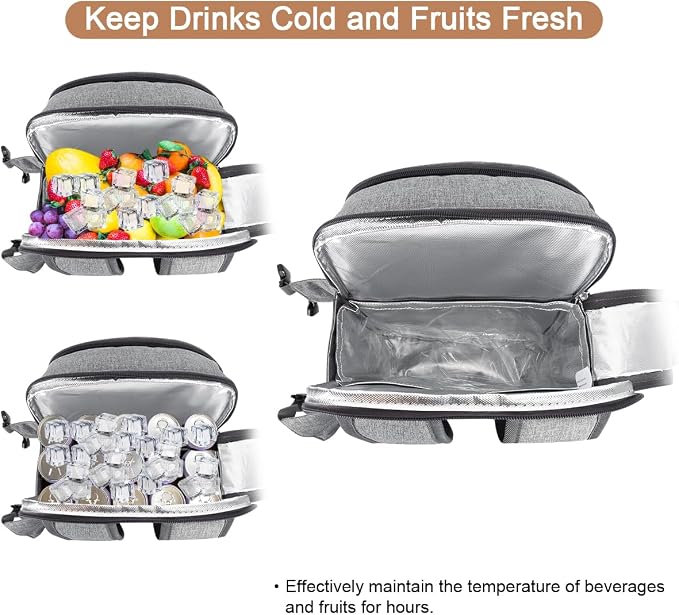 Sunflora Picnic Backpack for 4 Person Set Pack with Insulated Waterproof Pouch for Family Outdoor Camping (Gray) - Image 5