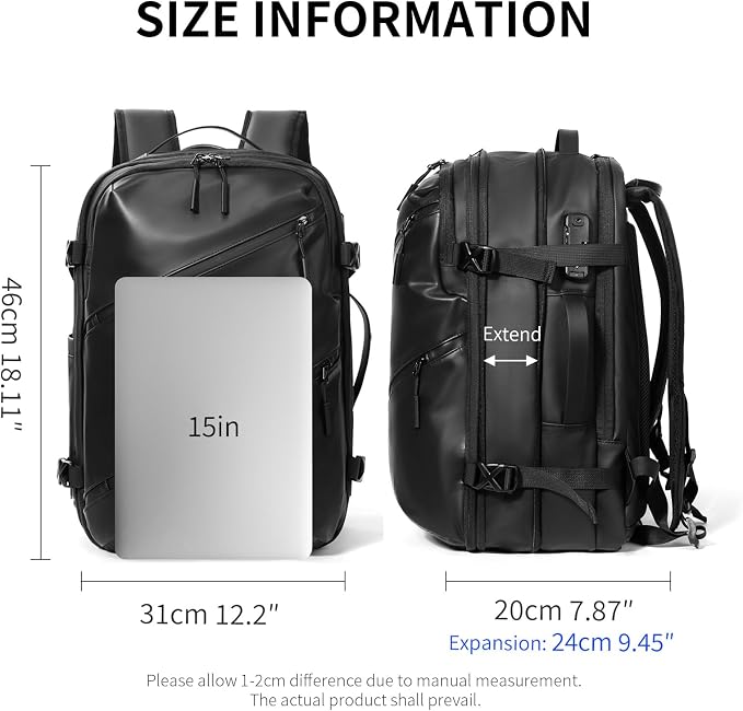 Vacuum laptop bag Compression Backpack Expandable, TSA-Approved Carry-On Water-Resistant Design for Travel with air pump (Pump included, Large) - Image 5