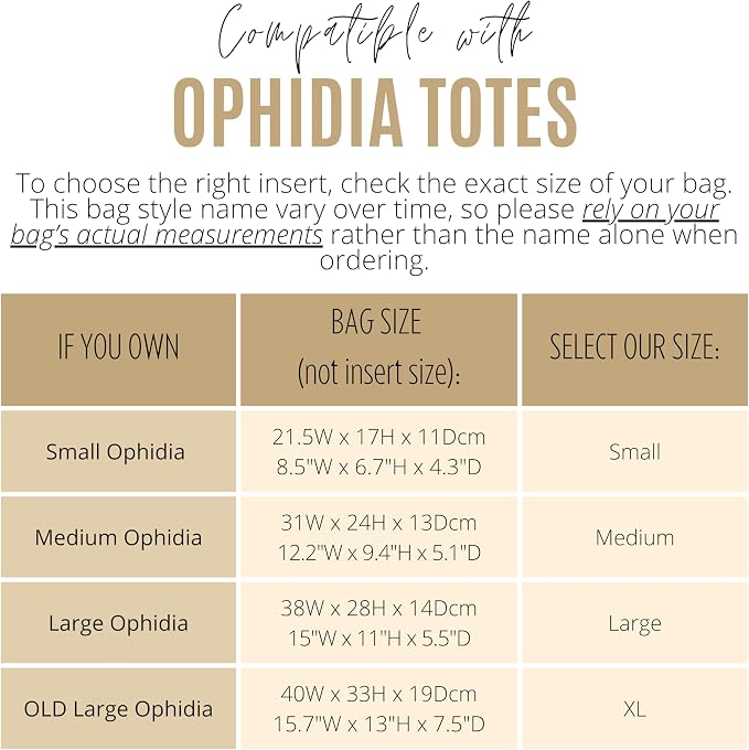 Divitize Premium Purse Organizer compatible with Ophidia Medium/Large Tote — Handmade Insert Perfect Fit, 24+ Color, Gold Zipper, Double Layered Base, Full Coverage (Brown, XL) - Image 3