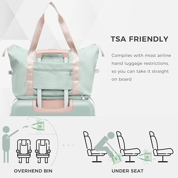 24 Inch Checked Suitcase with TSA Lock Travel Duffel Bag Wet-Dry Toiletry Bag, Green - Image 4
