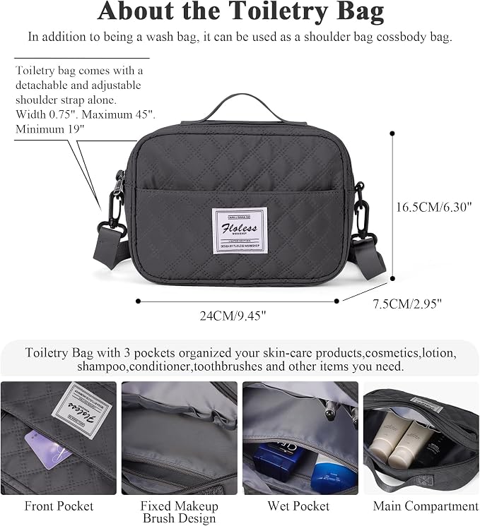 Weekender Bags for Women, Travel Duffel Overnight Carry on Bag with Toiletry Bag&Wet Pocket,Dark Grey - Image 6