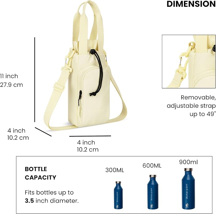 Sherpani Izzie, Water Bottle Crossbody, 32oz Bottle Carrier Bag | Bottle Holder Sling with Phone Pocket, Cross Body Drink Carrier Men Women, RFID Protection for Hiking Camping, Travel Gift - Image 3