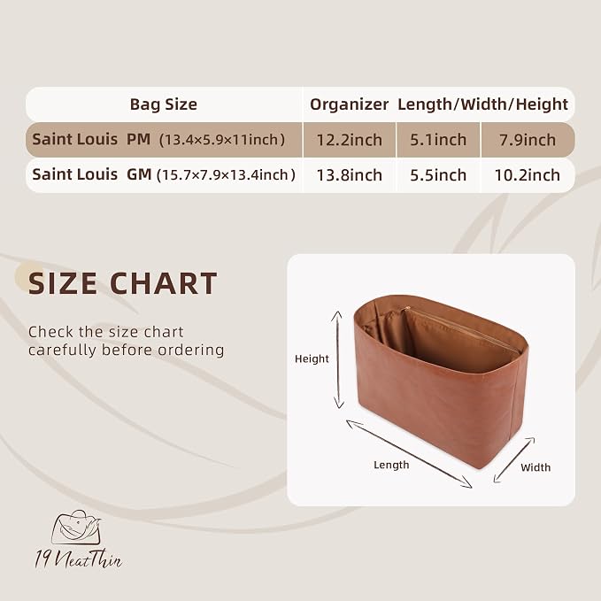 Lightweight Bag Insert for Saint Louis GM, Side Zipper, Gold | Bottle Holder and Side Zip, Smooth Satin Interior, Easy-Care Outer Surface, Multiple Color Options, Structured Yet Flexible - Image 2