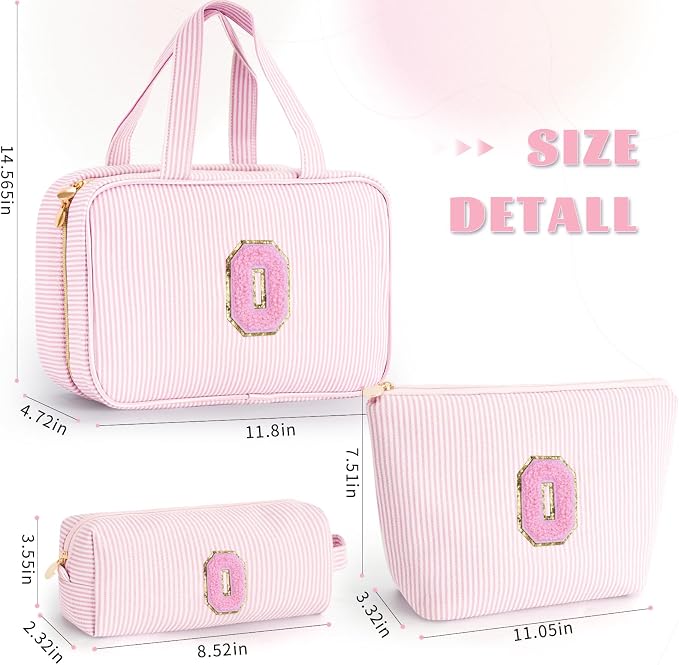 Gifts for Teen Girls Women - Travel Hanging Toiletry Bag & Makeup Bag - Personalized Initial Cosmetic Bag | Birthday Gift for Girl Trendy Stuff - Pink O - Image 6
