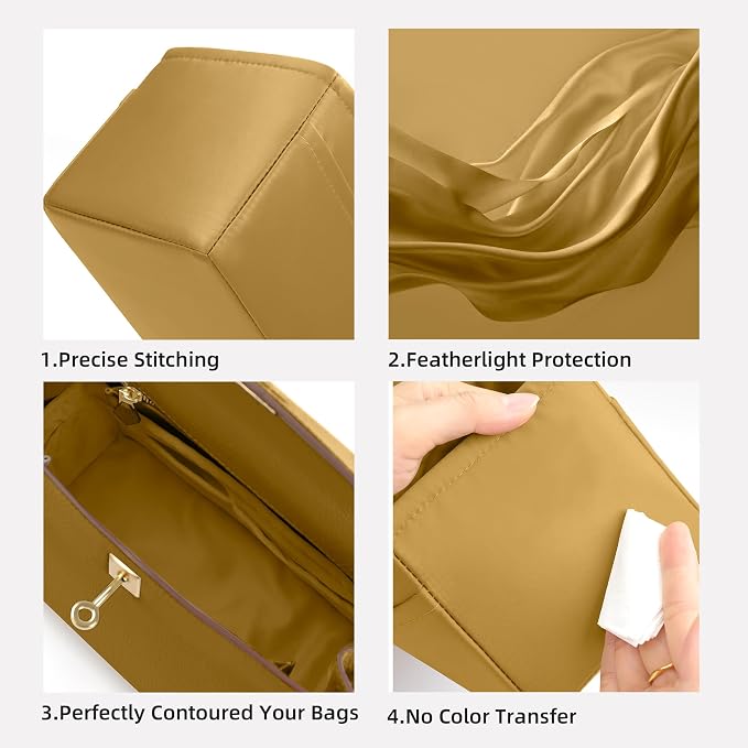DGAZ Silk Purse Organizer Insert for Birkin Bag(Biscuit color,BK35) | Soft and Lightweight,Perfect Fit,Multi-pocket Storage,Bag Protector,Luxury Bag Care,Handmade,for Smooth Bag Organizer - Image 4