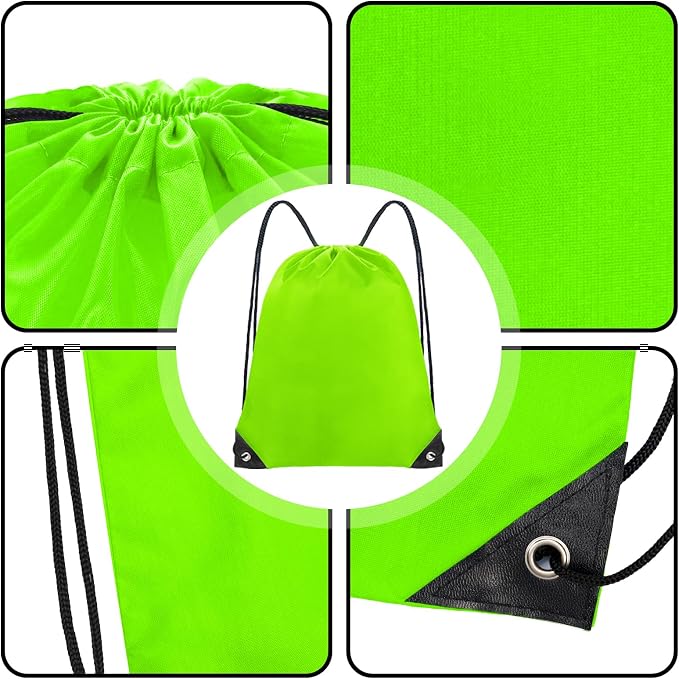 Grneric Drawstring Bags Bulk 14 Pcs Drawstring Backpack Bulk Cinch Bag Sackpack for Men Women Gym (Light Green) - Image 3
