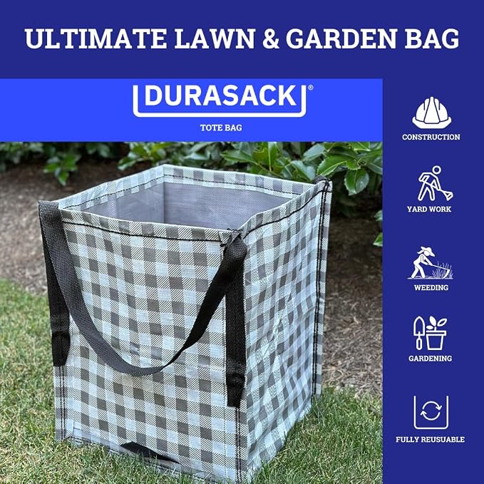 DURASACK Heavy Duty Storage Tote Bag 22-Gallon, Gingham Gray | Rugged Woven Polypropylene Moving Bag, Reusable Self-Standing Design, Holds up to 500 Pounds - Image 6
