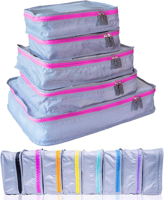 MUMI Packing Cubes for Travel - 5 Set Luggage Organizer Bags, Pink | Travel organizer bags for suitcases, carry on and backpack; holds clothes, kids items and accessories by MUMI