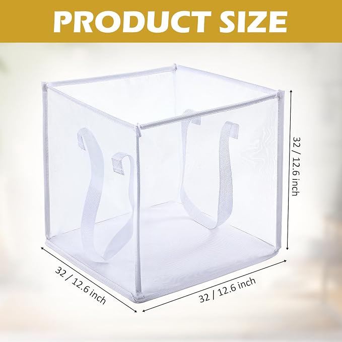 Zopeal 6 Pack Popup Laundry Hamper 13 Inch Collapsible Laundry Baskets with Handles Mesh Clothes Baskets Portable Single Layer Foldable Clothes Hamper Square Bin for Washing (White,Single-layer) - Image 2