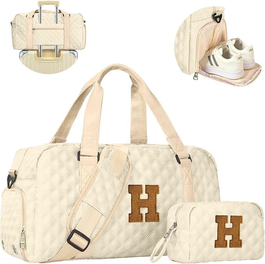 Elilier Duffel Bag, Girls Gift Bag Teens, Initial Travel Duffel Bag, Personalized Weekender Bag, Monogram Overnight Bag Gift for Grandmother,Tween Girls Gifts Daughter Gifts Niece Gifts, Mothers Gifts by Elilier