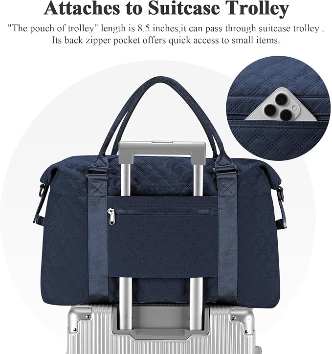 Travel Duffel Bag, Carry On Overnight Weekender Bags for Women | Travel Bag with Wet Pocket & Trolley Sleeve, For Spirit Airlines 18x14x8 Personal Item Bag - Image 6