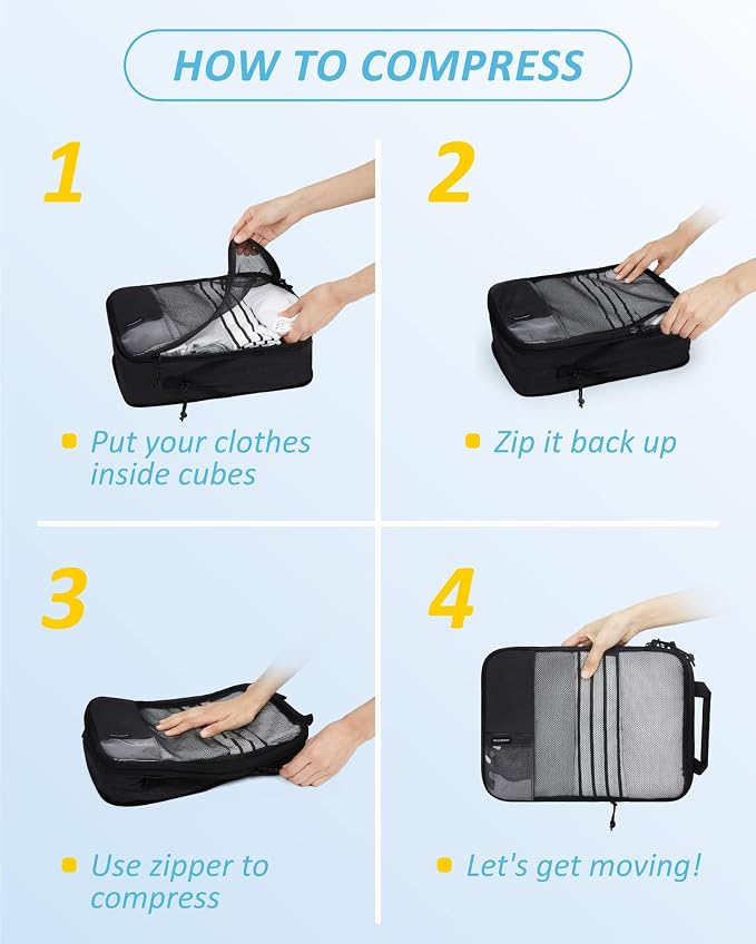 BAGSMART 6 Set /4 Set/2 Set Compression Packing Cubes for Travel, Lightweight Luggage Organizer Bags, Durable Space Saver Bags Travel Essentials - Image 5