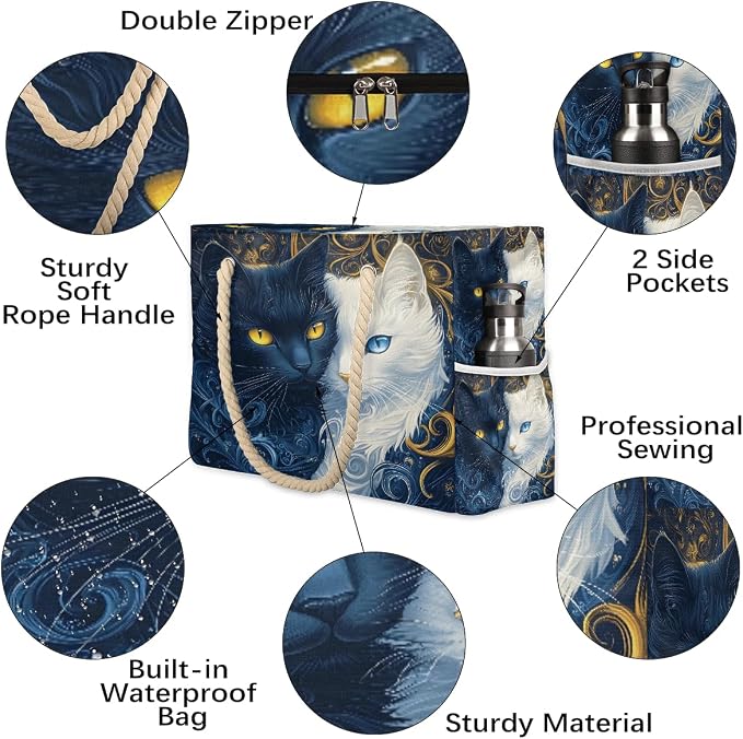 Large Beach Bag with Zipper Beach Bags for Women Water Resistant Swim Pool Bag - Image 4