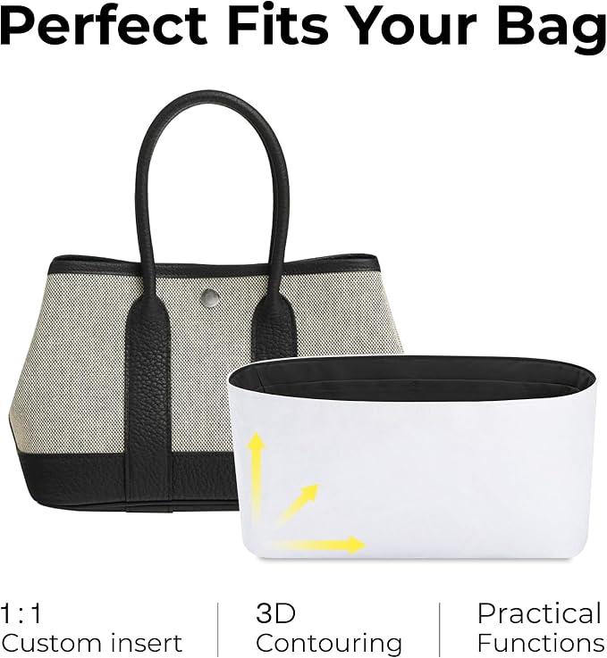 Purse Organizer Insert for HERMES Mini Garden 23 Handbag,Custom Fit Inside Premium Black Lightweight WaterResistant Tote Bag Insert Accessories - Image 3