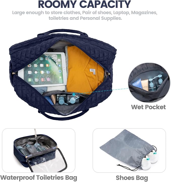 LOVEVOOK Travel Duffle Bag - Women's Weekender Carry On Overnight Laptop & Gym Bag With Toiletry/Shoe Pocket, Hospital Labor Bag - Image 3