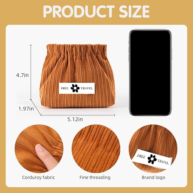 Corduroy Makeup Bag 6PCS/12PCS, Elastic Aesthetic Lipstick Bag, Cute Mini Cosmetic Bag, Daily Portable Travel Organizer, Hair Accessories Storage Pouch, Multipurpose Small Organizer (6 Pack) - Image 2