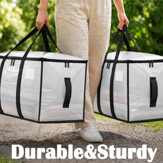 Songrey Heavy Duty Moving Bags, 8 Pack Large Storage Bags with Zipper & Handles, Waterproof Totes Bags for Clothes Packing, Moving, College Supplies, Home Organization - Image 6