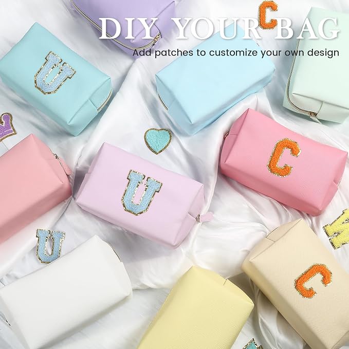 Kigeli 20 Pcs Makeup Bag Bulk PU Leather Cosmetic Pouches Waterproof Plain with Zipper Preppy Makeup Pouch Toiletry Bag for Women Wedding Bachelorette Party Gift Travel Storage Organizer (Macaron) - Image 3