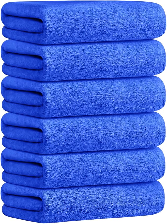 JML Microfiber Bath Towels, Large Bathroom Towel Set 6 Pack (30" x 60") - Soft, Absorbent, Quick Dry, Use for Hair, Shower, Fitness, Sport, Yoga, Dark Blue - Image 2