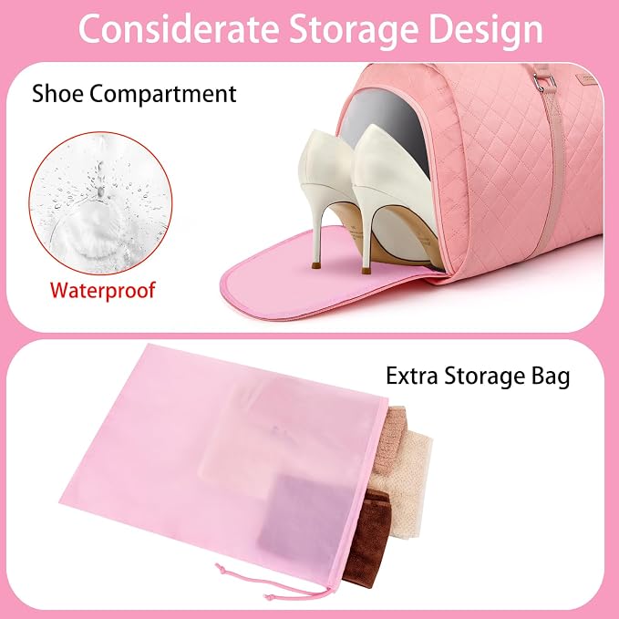 Convertible Garment Duffle Bags for Travel - Carry On Garment Bags With Toiletry Bag, Large Weekender Bags for Women Men 2 in 1 Hanging Suitcase Suit Travel Duffel Bags (Y23 Pink) - Image 2