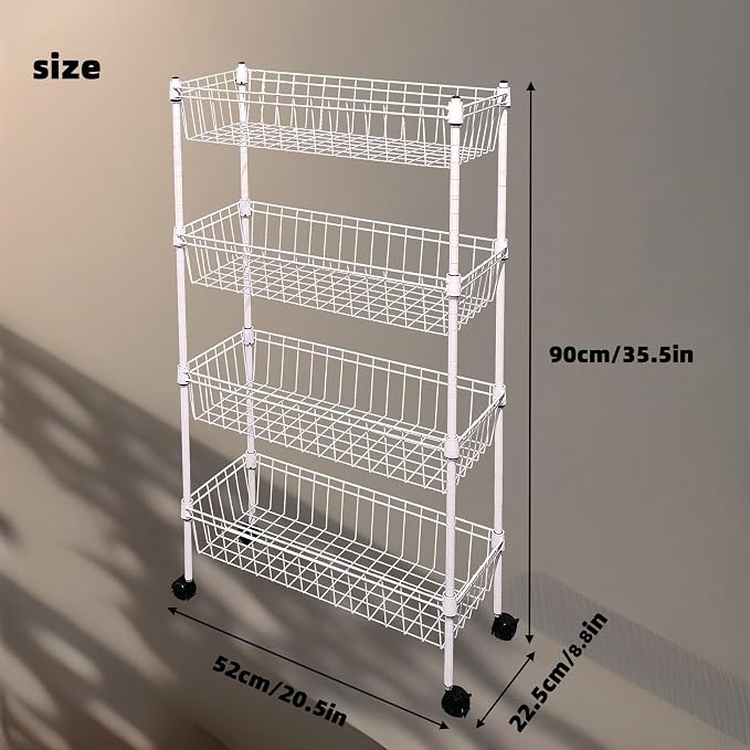 NSF white 4-layer storage rack, refrigerator crevice rack, washing machine crevice rack, laundry room dirty clothes storage, multifunctional household epoxy resin deep mesh basket - Image 2