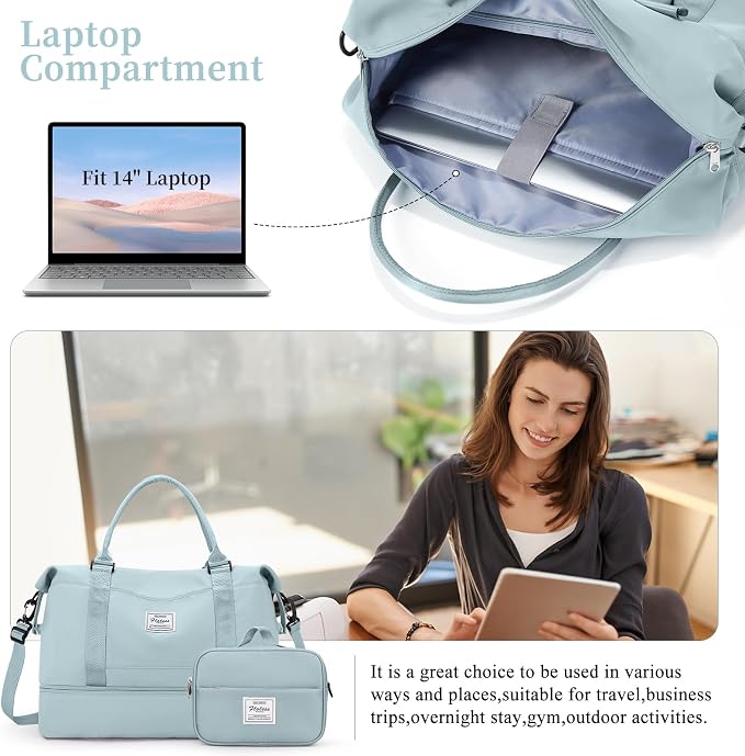 Weekender Bags for Women,Personal Item Travel Bag with Shoes Compartment,Overnight Travel Duffel Bag with Toiletry Bag - Image 2