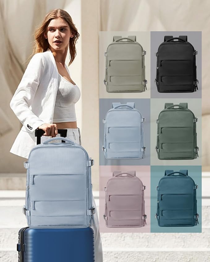 coowoz Large Travel Backpack Carry On for Women Man Waterproof Gym Backpack with Laptop Compartment Mochila de Viaje Teacher Personal Item Backpacks Rucksack Airplane Accessories Must Haves Gray Blue - Image 7