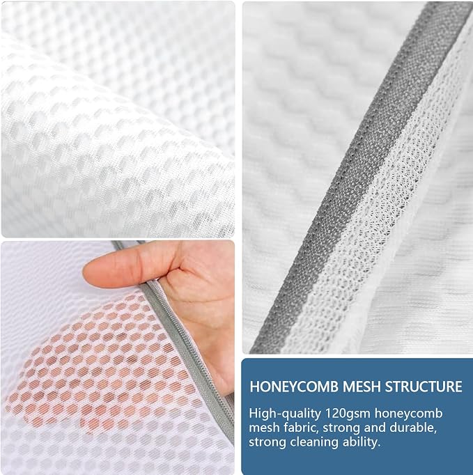 3 Pcs Mesh Laundry Bags with Zipper, Reusable Laundry Bags for Delicates in Different Sizes, Durable Washing Machine Wash Bag for Clothes, Socks, Underwear, Bra, Travel Organizer (S+M+L) - Image 6