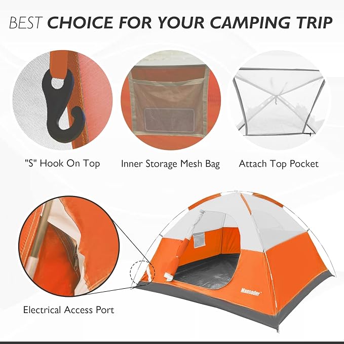 Camping Tent, Waterproof 2/3/4 Person Tents for Camping, Lightweight Easy Set Up Outdoor Hiking Tent Backpacking Tent with Carry Bag, Backpack Tent Suit for Family Beach Hiking Travel - Image 5