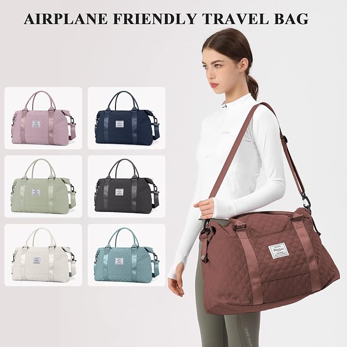 Travel Duffel Bag, Carry On Overnight Weekender Bags for Women | Travel Bag with Wet Pocket & Trolley Sleeve, For Spirit Airlines 18x14x8 Personal Item Bag - Image 7