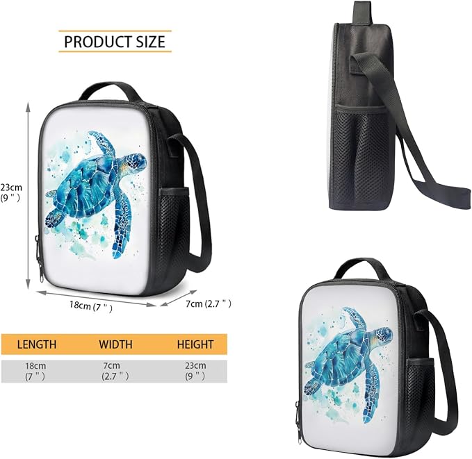 Coloranimal Turtle Backpack Set 3Pcs Included 1Pcs Backpack 1Pcs Mini Insulated Lunch Bag 1Pcs Pencil Bag School Bag Elementary Student Rucksack - Image 3