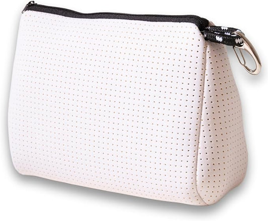 POPUPS Large Makeup Bag with Zipper, White - Waterproof Neoprene Cosmetic Bag 7.7 x 10.75 x 5 inches by POPUPSBrand