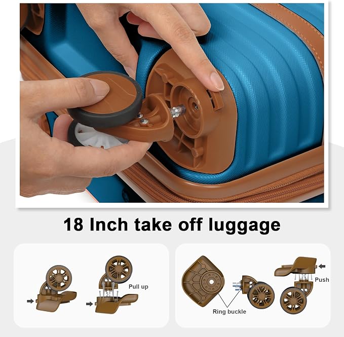 Joyway Luggage Set 7 Piece Suitcase Sets with Spinner Wheel,Hardside Expandable Travel Laggage with TSA Lock(18/20/24/28 Blue) - Image 7
