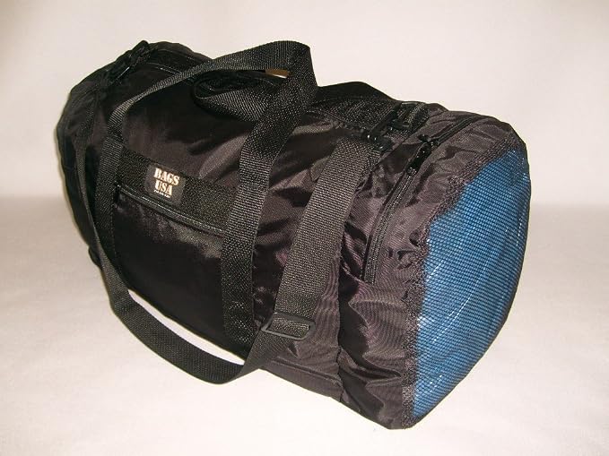 Duffle Bag Wet and Dry with One End Compartment Mesh, Front Pocket, Made In USA (Black) - Image 3