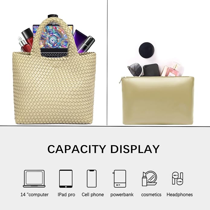 JINMANXUE Fashion Woven Bag Shopper Bag Travel Handbags and Purses Women Tote Bag Large Capacity Shoulder Bags - Image 5