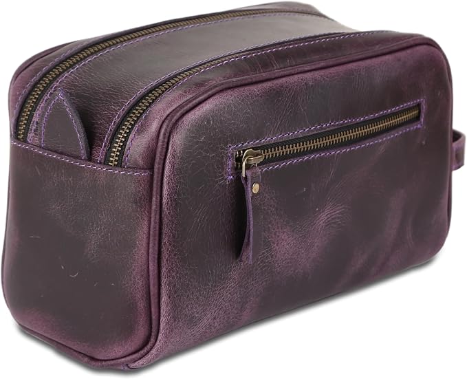 KomalC Travel Toiletry Bag – Premium Leather Dopp Kit for Men & Women with Water-Resistant Lining & Spacious Zippered Organizer - Image 3