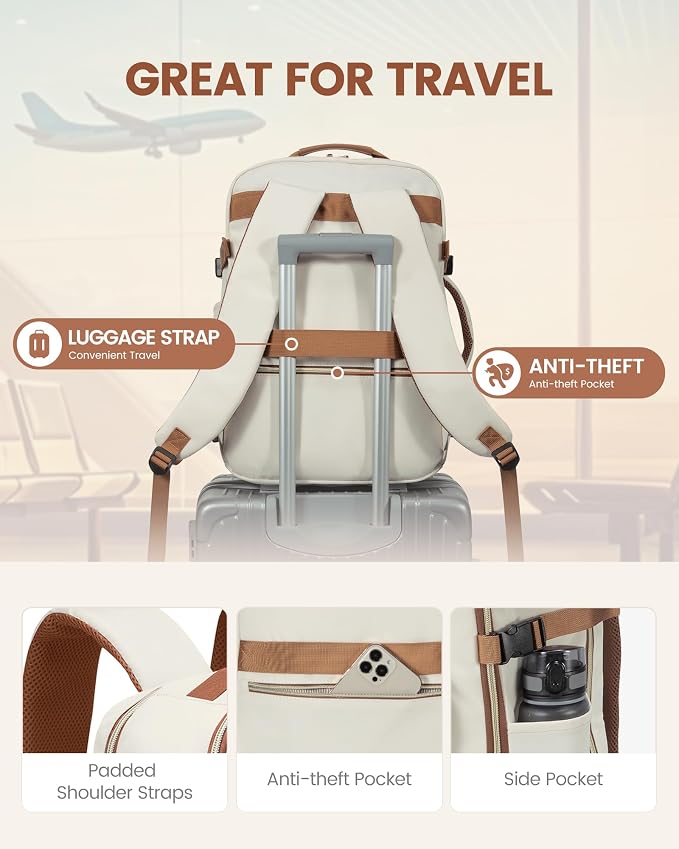 LOVEVOOK 50L Travel Backpack Flight Approved Carry on Backpack,3 Packing Cubes,Waterproof Personal Item Travel Bag,TSA Carry on Luggage Suitcase Travel Essentials,Gifts for Women & Men,fits 18" Laptop - Image 6