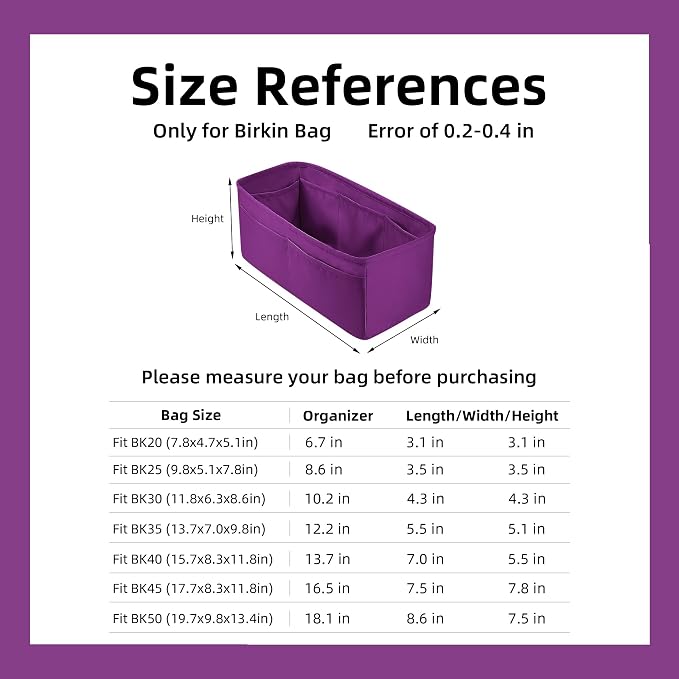 DGAZ Silk Purse Organizer Insert for Birkin Bag(Anemone,BK20) | Soft and Lightweight,Perfect Fit,Multi-pocket Storage,Bag Protector,Luxury Bag Care,Handmade,for Smooth Bag Organizer - Image 2
