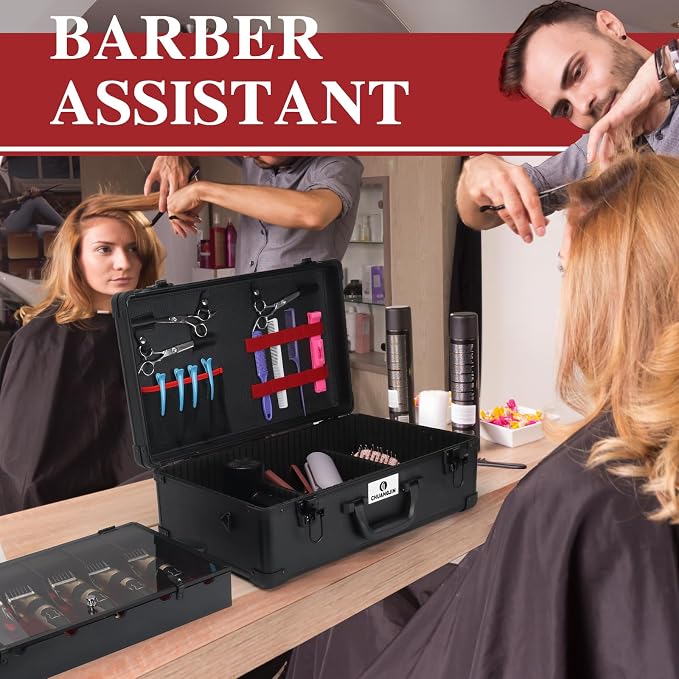 Large Barber Carrying Case, Hairdresser Tool Box Organizer Traveling Case, Portable Travel Barber Suitcase for Hair Stylist Pet Groomer Beauty Salon Makeup Artist - Image 6