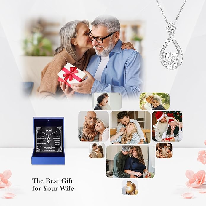 1.5CT Moissanite Infinity Pendant Necklace Anniversary Wedding Gifts for Women Wife Her S925 Sterling Silver 18K White Gold/Gold Filled Jewelry for Birthday Mothers Christmas Valentines Day