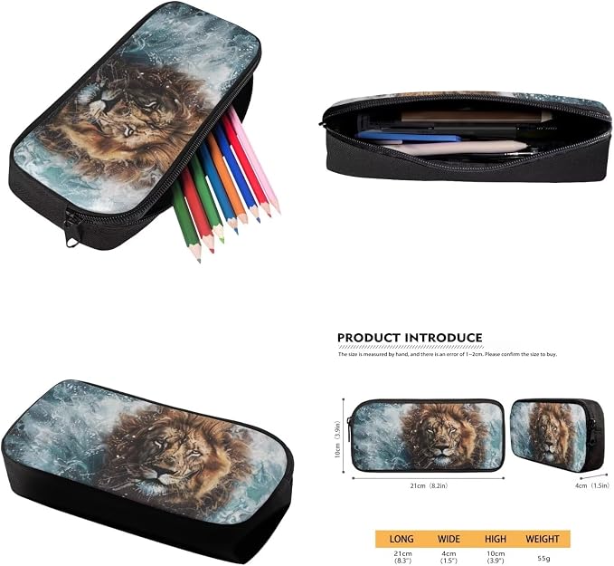 17 Inch Animal Print School Backpack And Lunch Box Set for Kids Lightweight Cool Lion Backpack for Boys Girls Sturdy School Bag with Insulated Lunchbox Pencil Case Student Bookbag - Image 6