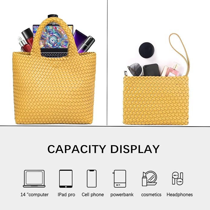 JINMANXUE Fashion Woven Bag Shopper Bag Travel Handbags and Purses Women Tote Bag Large Capacity Shoulder Bags - Image 5